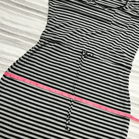Gap Womens Maxi Striped Dress Sleeveless V Neck Drawstring Waist XS Black Gray - Picture 9 of 11